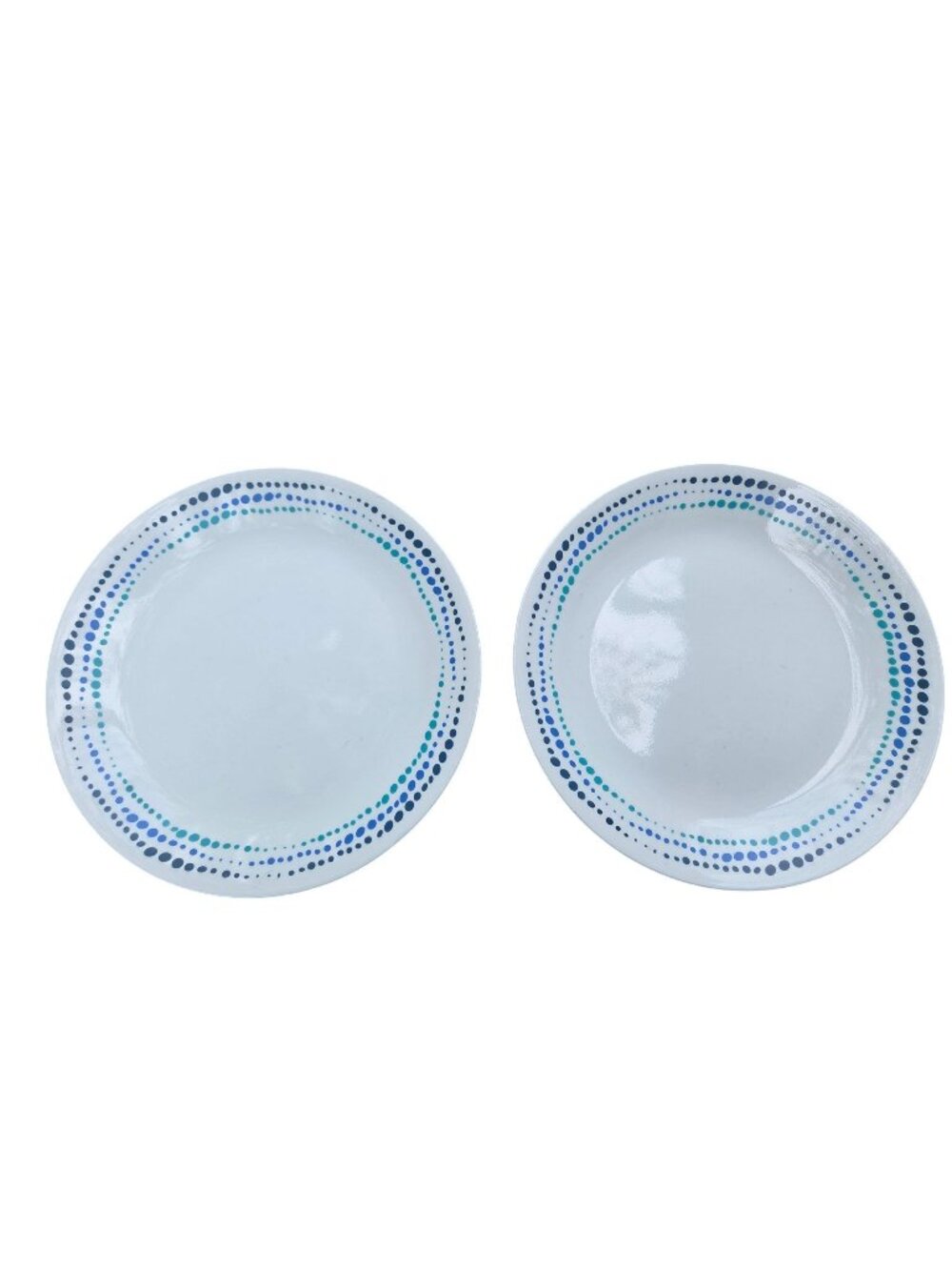 Corelle Ocean Dinner Plates Set Of 2 White With Blue & Teal Dots 10.25" Break Re